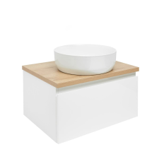 Fürdőszobaszekrény mosdókagylóval SAT B-Way 59x30x45 cm fehér fényes BWAY60WDOAK fürdőszoba bútor