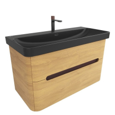  Fürdőszobaszekrény mosdókagylóval SAT Fusion 97,5x53x45 cm méz matt tölgy SATFUS2100DMBKMB fürdőszoba bútor