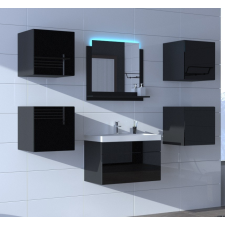 Furnitech Venezia Alius A20 fürdőszobabútor szett + mosdókagyló + szifon (fényes fekete) fürdőszoba bútor