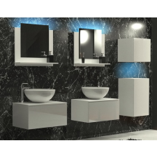 Furnitech Venezia Alius A37 dupla fürdőszobabútor szett + mosdókagyló + szifon (magasfényű fehér) fürdőszoba bútor