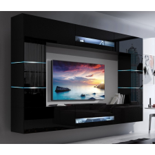 Furnitech Venezia Concept C63 nappali faliszekrény sor - 257 x 184 cm (magasfényű fekete) bútor