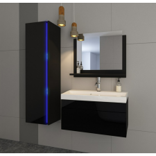 Furnitech Venezia Dream I. fürdőszobabútor szett + mosdókagyló + szifon (fényes fekete) fürdőszoba bútor