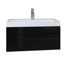 Furnitech Venezia Luna mosdószekrény + mosdókagyló - 60 cm (magasfényű fekete) fürdőszoba bútor
