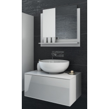 Furnitech Venezia Mode fürdőszobabútor + tükör + mosdókagyló + szifon - 60 cm (fényes fehér) fürdőszoba bútor