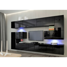 Furnitech Venezia Next AN-3 nappali faliszekrény sor - 263 x 187 cm (magasfényű fekete) bútor