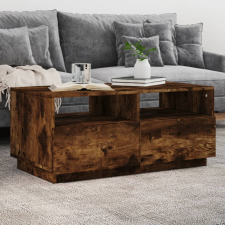 füstölt tölgyszínű dohányzóasztal LED-lámpákkal 90x49x40 cm bútor