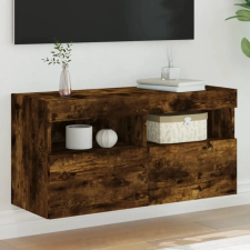  füstös tölgy színű fali TV-szekrény LED-ekkel 80x30x40 cm bútor