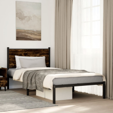  füstös tölgy színű fém ágykeret matrac nélkül 100 x 190 cm ágy és ágykellék