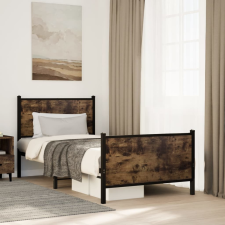  füstös tölgy színű fém ágykeret matrac nélkül 90 x 190 cm ágy és ágykellék