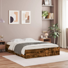  Füstös tölgy színű szerelt fa ágykeret fiókokkal 140x200 cm ágy és ágykellék