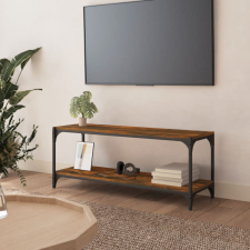  Füstös tölgy színű szerelt fa és acél TV-szekrény 100x33x41 cm bútor