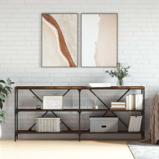  füstös tölgyszínű szerelt fa és vas tálalóasztal 180x30x75 cm bútor