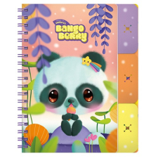 Füzet Bangoberry sprirálos, elválasztókkal, 3db Bangobobbal, panda mintával füzet