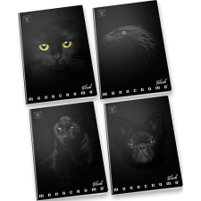 Füzet Pigna Monocromo Black A/4 38 lapos kockás füzet