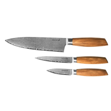  G21 Gourmet Damaszkuszi small box 3 db-os késkészlet, zebrawood markolattal kés és bárd