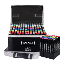 Galaxia Professzionális filctoll készlet, 168 db, Alkohol alapú tintával, Dupla fej, többszínű filctoll, marker