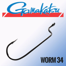 Gamakatsu WORM 34 HOOKS BLACK # 1/0 horog
