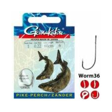 Gamakatsu ZANDER WORM36 #1-0.22MM 60CM előkötött süllőző horog horog