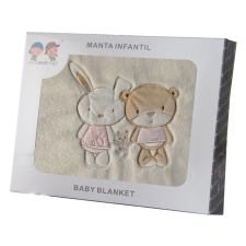  Gamberritos takaró - plüss 110x140cm maci és nyuszi rózsaszín 10601 babaágynemű, babapléd