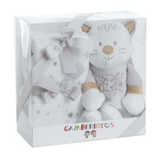  Gamberritos takaró - wellsoft 80x110cm - plüss játékkal pólós cica szürke 10712 babaágynemű, babapléd