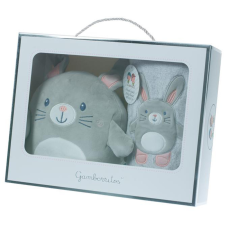 Gamberritos takaró wellsoft 80x110cm plüss játékkal szürke/rózsaszín nyuszi 10757 babaágynemű, babapléd