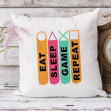  Gamer ajándék - Sleep Game Repeat párna lakástextília