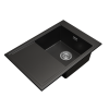 Gamma Design 7050 csepegtetőtálcás egymedencés gránit mosogató, manuális szifonnal, fekete, beépíthető