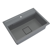 Gamma QUADRO 7050 gránit mosogató automata dugóemelő, szifonnal, szürke, beépíthető mosogatótálca