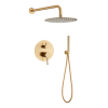 Gamma Roy Pro zuhanyszett beépíthető fali keverőcsappal és esőztető zuhanyfejjel szálcsiszolt arany, beépíthető