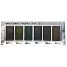 Gansai Tambi Kuretake akvarell festék készlet , Deep Graphite / Gansai Tambi Set (6 szín) akvarell