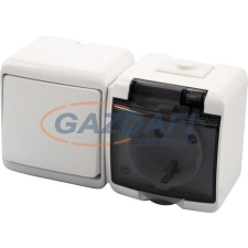 GAO 22011 Aquastar Kapcsoló+dugalj, vízszintes, fehér IP44 villanyszerelés