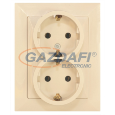 GAO 8726H OPAL süllyesztett dugalj, dupla, kerettel, bézs villanyszerelés