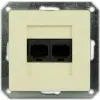 GAO 8748H OPAL süllyesztett dupla LAN/telefon aljzat RJ-45 keret nélkül, bézs