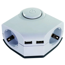 GAO Asztali elosztó 2-es kapcsolóval, 1.5m fehér 2xUSB töltővel 0015400103 villanyszerelés