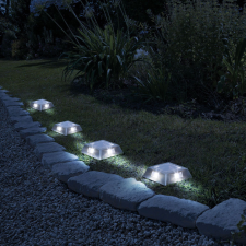 Garden Of Eden LED-es leszúrható / fali szolár lámpa - négyzet alakú, fém - hidegfehér - 10 x 10 x 2,5 (+11) cm kültéri világítás