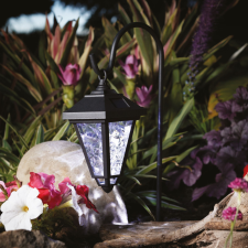 Garden Of Eden LED-es szolár lámpa - kandeláber - 80 cm - fekete - hidegfehér kültéri világítás