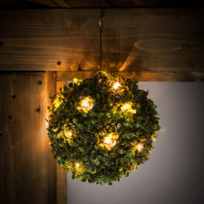 Garden Of Eden Szolár bukszus - felakasztható - 25 cm - 20 melegfehér LED kültéri világítás