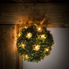 Garden Of Eden Szolár bukszus - felakasztható - 25 cm - 20 melegfehér LED kültéri világítás