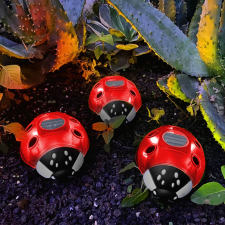 Garden Of Eden Szolár katicabogár - piros - 14,5 x 12 x 6 cm - 6 melegfehér LED kültéri világítás