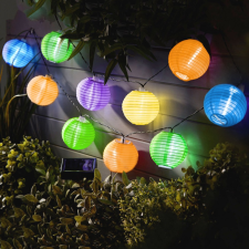 Garden Of Eden Szolár lampion fényfüzér - 10 db színes lampion, hidegszínű LED - 3,7 m 11227B kültéri világítás