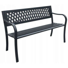 GardenLine dekoratív Kerti pad 125x53x77cm - fekete kerti bútor