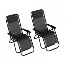  GardenLine kerti napozóágy szett - fekete - 176 x 65 x 106 cm kerti bútor