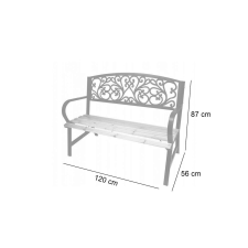 GardenLine Kerti pad, fém és fa, 120x56x87 cm, Adela kerti bútor