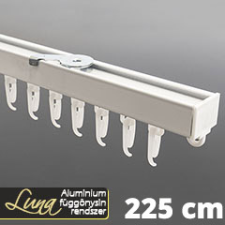 Gardinia Luna alumínium karnis, nehézfüggöny sín szett (fehér) szemes csúszkával, 225 cm karnis, függönyrúd
