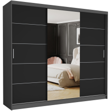  Gardróbszekrény Norvio I. 250x218x60 cm, antracit - fekete bútor