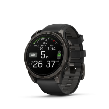 Garmin Fenix 8 47mm Amoled Sapphire karbonszürke DLC titanium fekete/sötétszürke szilikon szíjjal okosóra