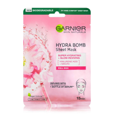 Garnier Hydra Bomb Sheet Mask Hyaluronic Acid + Sakura Maszk 28 g arcpakolás, arcmaszk