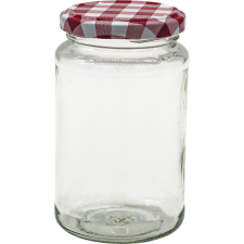 Gastro 370 ml-es befőttesüveg, kockás mintájú fedéllel. papírárú, csomagoló és tárolóeszköz