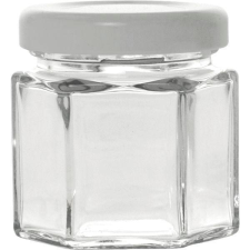 Gastro Lekváros befőttes üveg, 47 ml, hatszögletű, fehér fedő, Gastro konyhai eszköz