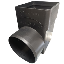 Gát könyökidom 100x100-ból d100-ra víz-, hő- és hangszigetelés